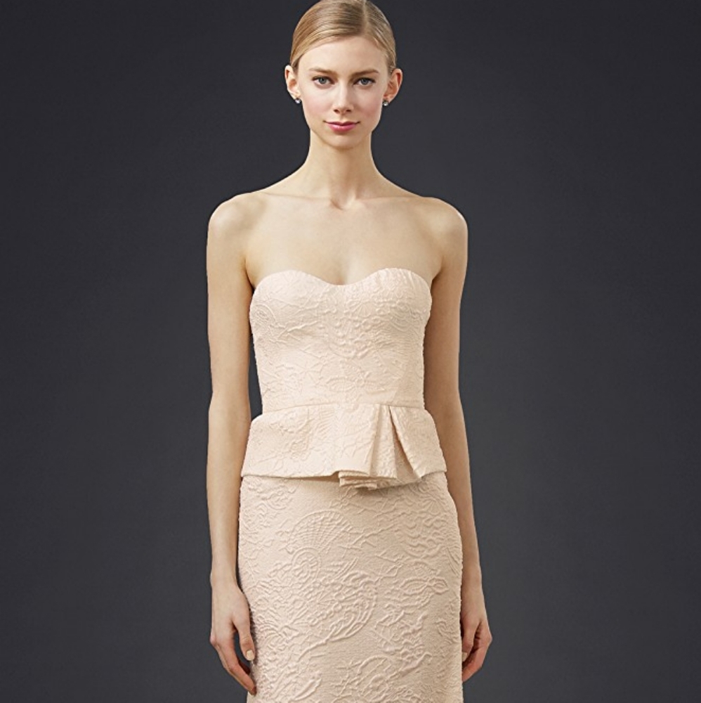 NEW-J.MENDEL Blush Pink Organza Jacquard Gown/Wed